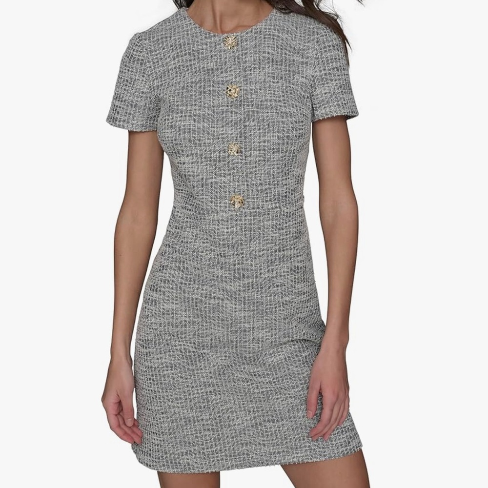 Karl Lagerfeld Elegant Gray Tweed Dress